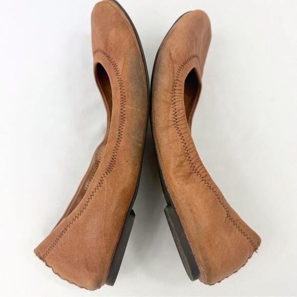 Lucky Brand Emmie Brown Leather Stretch Side Ballet Flats - Picture 10 of 16